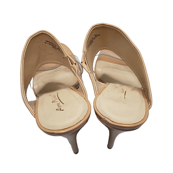 Anne Michelle | Dashing Cream Vegan Patent Leather Open Toe Slip On Heels 8.5 - Picture 6 of 12